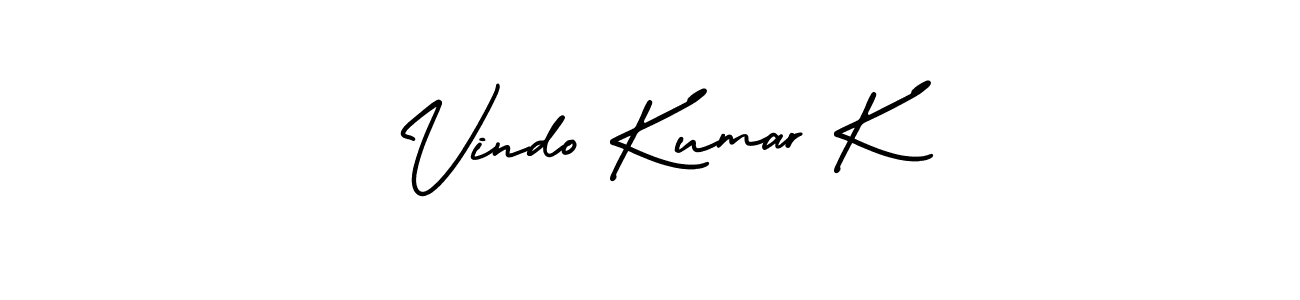 Use a signature maker to create a handwritten signature online. With this signature software, you can design (AmerikaSignatureDemo-Regular) your own signature for name Vindo Kumar K. Vindo Kumar K signature style 3 images and pictures png