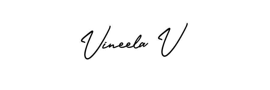 This is the best signature style for the Vineela V name. Also you like these signature font (AmerikaSignatureDemo-Regular). Mix name signature. Vineela V signature style 3 images and pictures png