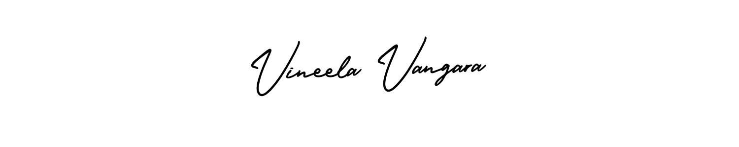 You should practise on your own different ways (AmerikaSignatureDemo-Regular) to write your name (Vineela Vangara) in signature. don't let someone else do it for you. Vineela Vangara signature style 3 images and pictures png