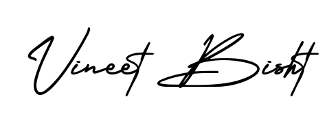 Try this chic Vineet Bisht handwritten sign style. Using AmerikaSignatureDemo-Regular font elements, it gives your name a sleek, memorable identity. Vineet Bisht signature style 3 images and pictures png
