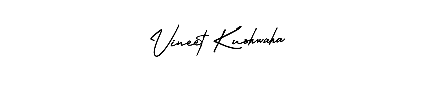 The best way (AmerikaSignatureDemo-Regular) to make a short signature is to pick only two or three words in your name. The name Vineet Kushwaha include a total of six letters. For converting this name. Vineet Kushwaha signature style 3 images and pictures png