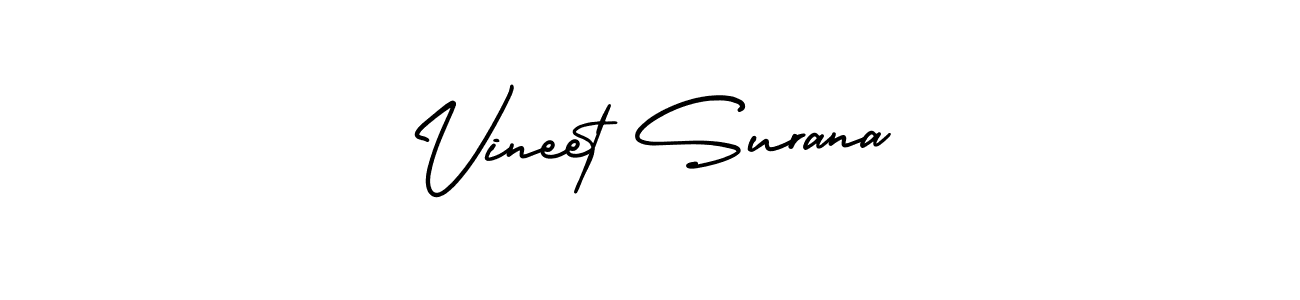 The best way (AmerikaSignatureDemo-Regular) to make a short signature is to pick only two or three words in your name. The name Vineet Surana include a total of six letters. For converting this name. Vineet Surana signature style 3 images and pictures png