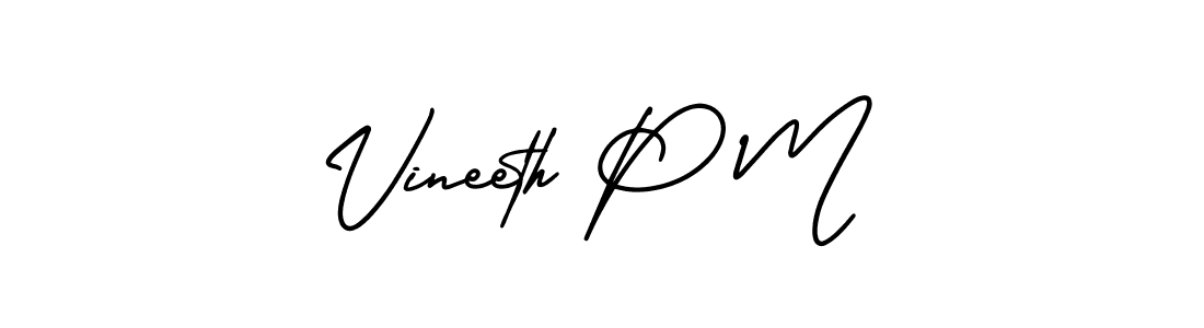 Make a beautiful signature design for name Vineeth P M. With this signature (AmerikaSignatureDemo-Regular) style, you can create a handwritten signature for free. Vineeth P M signature style 3 images and pictures png