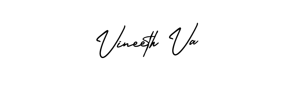 You should practise on your own different ways (AmerikaSignatureDemo-Regular) to write your name (Vineeth Va) in signature. don't let someone else do it for you. Vineeth Va signature style 3 images and pictures png