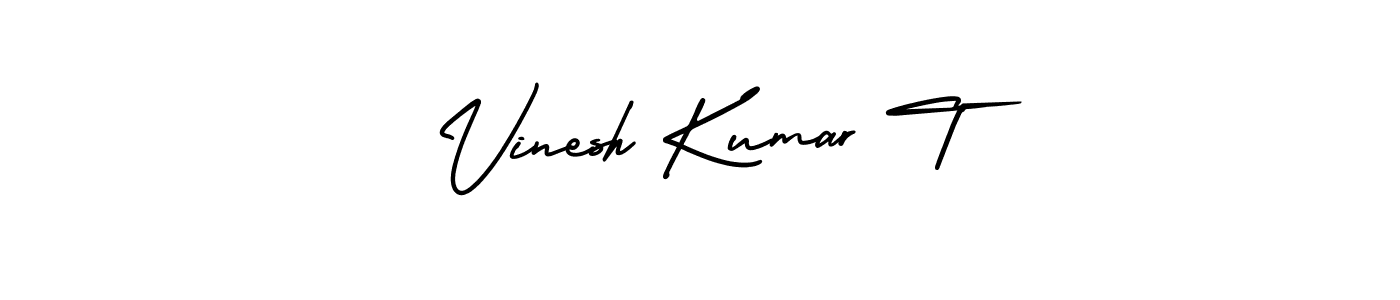 The best way (AmerikaSignatureDemo-Regular) to make a short signature is to pick only two or three words in your name. The name Vinesh Kumar T include a total of six letters. For converting this name. Vinesh Kumar T signature style 3 images and pictures png