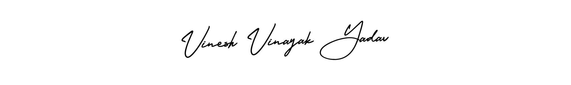 The best way (AmerikaSignatureDemo-Regular) to make a short signature is to pick only two or three words in your name. The name Vinesh Vinayak Yadav include a total of six letters. For converting this name. Vinesh Vinayak Yadav signature style 3 images and pictures png