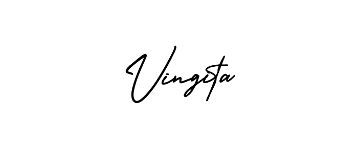 It looks lik you need a new signature style for name Vingita. Design unique handwritten (AmerikaSignatureDemo-Regular) signature with our free signature maker in just a few clicks. Vingita signature style 3 images and pictures png