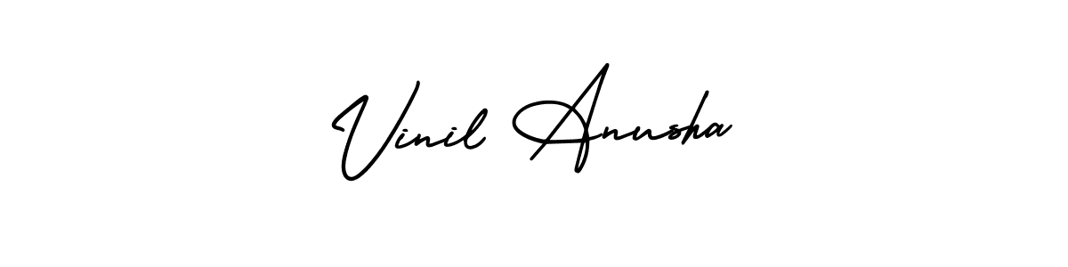 Make a beautiful signature design for name Vinil Anusha. With this signature (AmerikaSignatureDemo-Regular) style, you can create a handwritten signature for free. Vinil Anusha signature style 3 images and pictures png