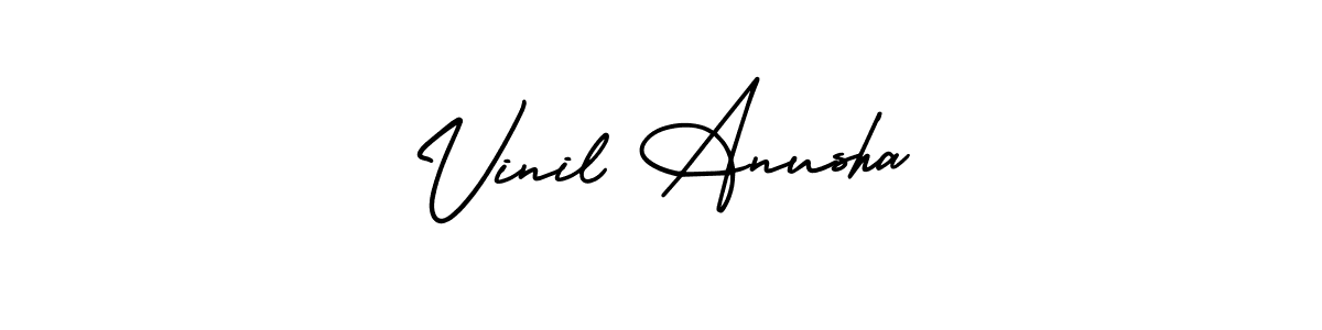 Create a beautiful signature design for name Vinil Anusha. With this signature (AmerikaSignatureDemo-Regular) fonts, you can make a handwritten signature for free. Vinil Anusha signature style 3 images and pictures png