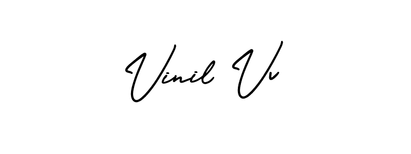 Vinil Vv stylish signature style. Best Handwritten Sign (AmerikaSignatureDemo-Regular) for my name. Handwritten Signature Collection Ideas for my name Vinil Vv. Vinil Vv signature style 3 images and pictures png