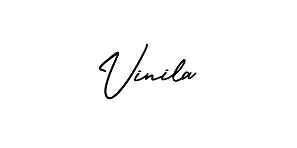 Use a signature maker to create a handwritten signature online. With this signature software, you can design (AmerikaSignatureDemo-Regular) your own signature for name Vinila. Vinila signature style 3 images and pictures png