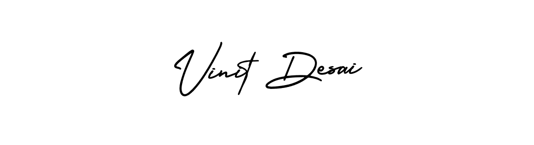 You should practise on your own different ways (AmerikaSignatureDemo-Regular) to write your name (Vinit Desai) in signature. don't let someone else do it for you. Vinit Desai signature style 3 images and pictures png