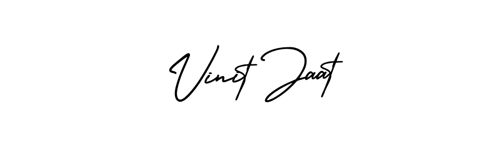 The best way (AmerikaSignatureDemo-Regular) to make a short signature is to pick only two or three words in your name. The name Vinit Jaat include a total of six letters. For converting this name. Vinit Jaat signature style 3 images and pictures png