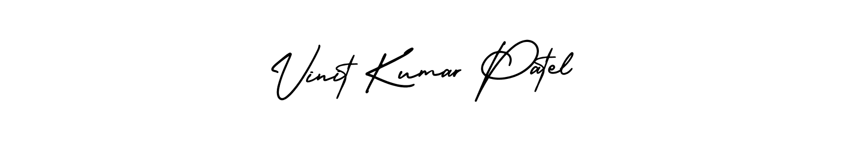 You should practise on your own different ways (AmerikaSignatureDemo-Regular) to write your name (Vinit Kumar Patel) in signature. don't let someone else do it for you. Vinit Kumar Patel signature style 3 images and pictures png
