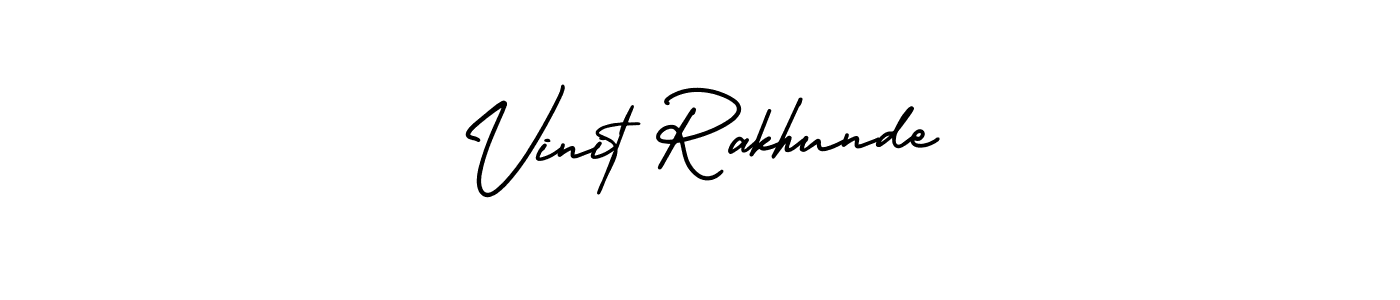 The best way (AmerikaSignatureDemo-Regular) to make a short signature is to pick only two or three words in your name. The name Vinit Rakhunde include a total of six letters. For converting this name. Vinit Rakhunde signature style 3 images and pictures png