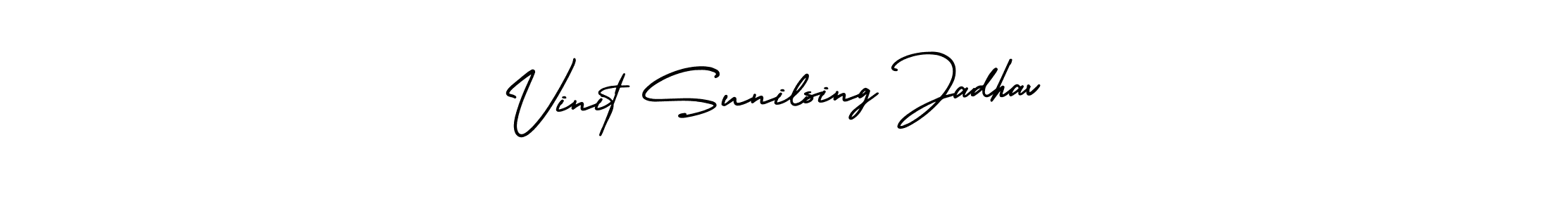 AmerikaSignatureDemo-Regular is a professional signature style that is perfect for those who want to add a touch of class to their signature. It is also a great choice for those who want to make their signature more unique. Get Vinit Sunilsing Jadhav name to fancy signature for free. Vinit Sunilsing Jadhav signature style 3 images and pictures png