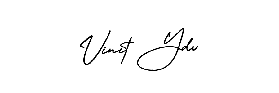 You should practise on your own different ways (AmerikaSignatureDemo-Regular) to write your name (Vinit Ydv) in signature. don't let someone else do it for you. Vinit Ydv signature style 3 images and pictures png