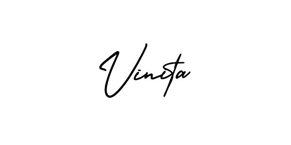 Vinita stylish signature style. Best Handwritten Sign (AmerikaSignatureDemo-Regular) for my name. Handwritten Signature Collection Ideas for my name Vinita. Vinita signature style 3 images and pictures png