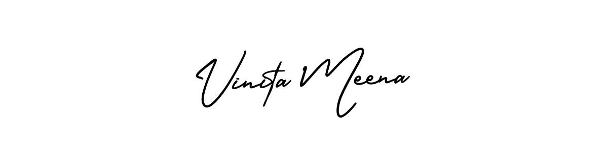 It looks lik you need a new signature style for name Vinita Meena. Design unique handwritten (AmerikaSignatureDemo-Regular) signature with our free signature maker in just a few clicks. Vinita Meena signature style 3 images and pictures png