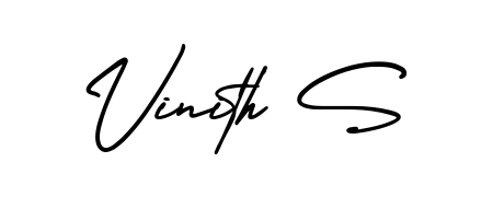 Practice writing Vinith S with the flow of AmerikaSignatureDemo-Regular lettering. A fantastic source of inspiration for developing your personal signature style. Vinith S signature style 3 images and pictures png
