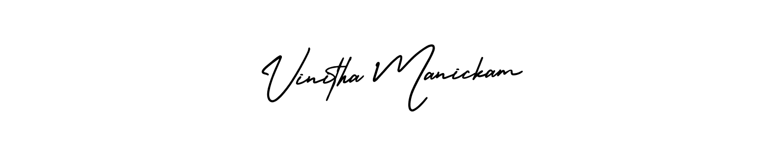 It looks lik you need a new signature style for name Vinitha Manickam. Design unique handwritten (AmerikaSignatureDemo-Regular) signature with our free signature maker in just a few clicks. Vinitha Manickam signature style 3 images and pictures png