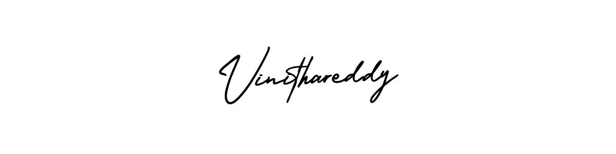 The best way (AmerikaSignatureDemo-Regular) to make a short signature is to pick only two or three words in your name. The name Vinithareddy include a total of six letters. For converting this name. Vinithareddy signature style 3 images and pictures png