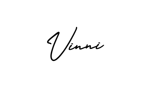 The best way (AmerikaSignatureDemo-Regular) to make a short signature is to pick only two or three words in your name. The name Vinni include a total of six letters. For converting this name. Vinni signature style 3 images and pictures png