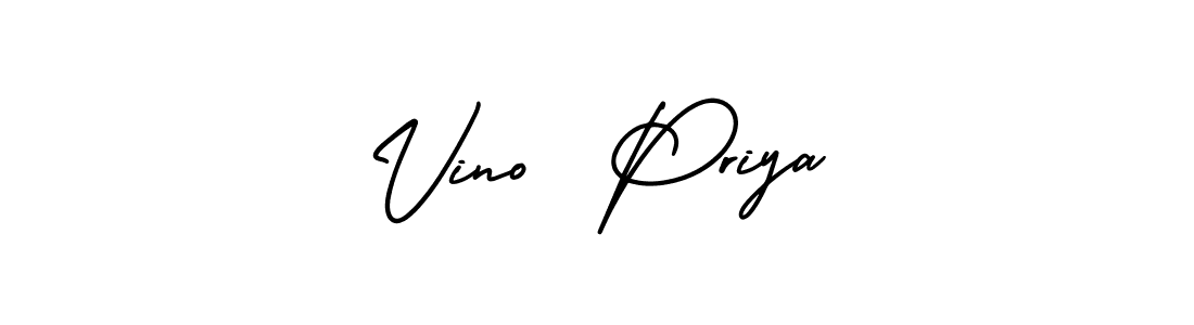 Also You can easily find your signature by using the search form. We will create Vino  Priya name handwritten signature images for you free of cost using AmerikaSignatureDemo-Regular sign style. Vino  Priya signature style 3 images and pictures png