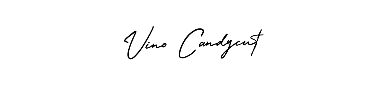You should practise on your own different ways (AmerikaSignatureDemo-Regular) to write your name (Vino Candycut) in signature. don't let someone else do it for you. Vino Candycut signature style 3 images and pictures png