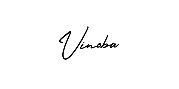 You should practise on your own different ways (AmerikaSignatureDemo-Regular) to write your name (Vinoba) in signature. don't let someone else do it for you. Vinoba signature style 3 images and pictures png