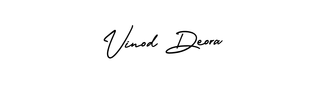 You should practise on your own different ways (AmerikaSignatureDemo-Regular) to write your name (Vinod Deora) in signature. don't let someone else do it for you. Vinod Deora signature style 3 images and pictures png