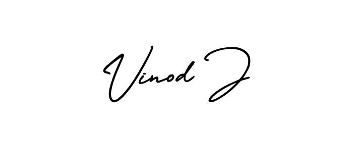Vinod J stylish signature style. Best Handwritten Sign (AmerikaSignatureDemo-Regular) for my name. Handwritten Signature Collection Ideas for my name Vinod J. Vinod J signature style 3 images and pictures png