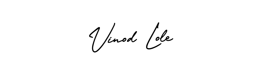 The best way (AmerikaSignatureDemo-Regular) to make a short signature is to pick only two or three words in your name. The name Vinod Lole include a total of six letters. For converting this name. Vinod Lole signature style 3 images and pictures png