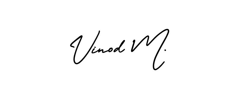 Use a signature maker to create a handwritten signature online. With this signature software, you can design (AmerikaSignatureDemo-Regular) your own signature for name Vinod M.. Vinod M. signature style 3 images and pictures png