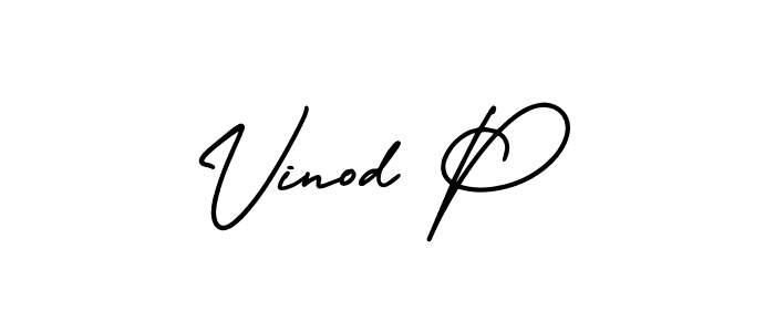 Use a signature maker to create a handwritten signature online. With this signature software, you can design (AmerikaSignatureDemo-Regular) your own signature for name Vinod P. Vinod P signature style 3 images and pictures png