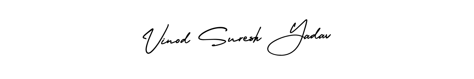 You should practise on your own different ways (AmerikaSignatureDemo-Regular) to write your name (Vinod Suresh Yadav) in signature. don't let someone else do it for you. Vinod Suresh Yadav signature style 3 images and pictures png