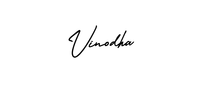 You should practise on your own different ways (AmerikaSignatureDemo-Regular) to write your name (Vinodha) in signature. don't let someone else do it for you. Vinodha signature style 3 images and pictures png