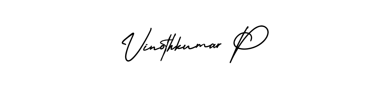 Vinothkumar P stylish signature style. Best Handwritten Sign (AmerikaSignatureDemo-Regular) for my name. Handwritten Signature Collection Ideas for my name Vinothkumar P. Vinothkumar P signature style 3 images and pictures png