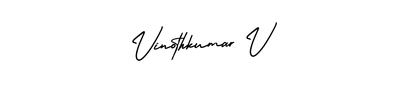 You should practise on your own different ways (AmerikaSignatureDemo-Regular) to write your name (Vinothkumar V) in signature. don't let someone else do it for you. Vinothkumar V signature style 3 images and pictures png
