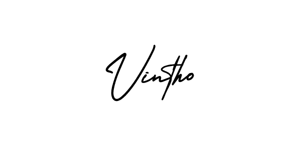 You should practise on your own different ways (AmerikaSignatureDemo-Regular) to write your name (Vintho) in signature. don't let someone else do it for you. Vintho signature style 3 images and pictures png