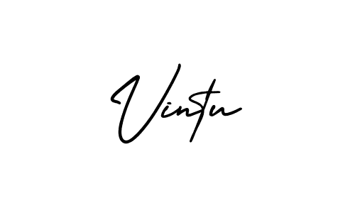 How to make Vintu name signature. Use AmerikaSignatureDemo-Regular style for creating short signs online. This is the latest handwritten sign. Vintu signature style 3 images and pictures png