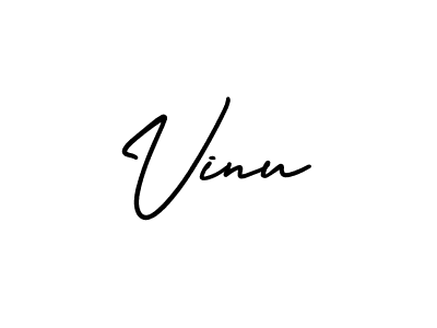 Use a signature maker to create a handwritten signature online. With this signature software, you can design (AmerikaSignatureDemo-Regular) your own signature for name Vinu. Vinu signature style 3 images and pictures png