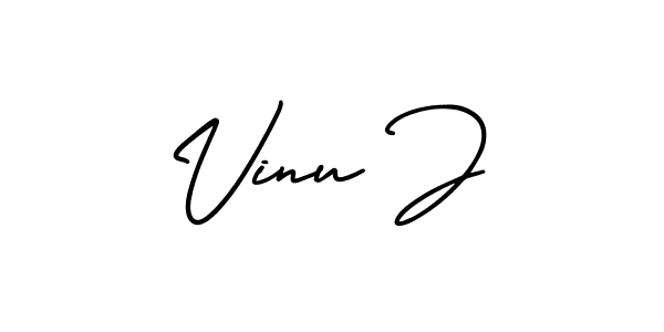 Vinu J stylish signature style. Best Handwritten Sign (AmerikaSignatureDemo-Regular) for my name. Handwritten Signature Collection Ideas for my name Vinu J. Vinu J signature style 3 images and pictures png