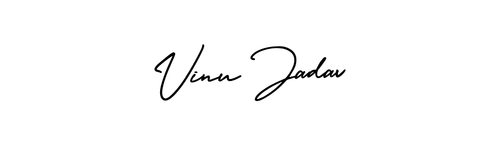 How to make Vinu Jadav signature? AmerikaSignatureDemo-Regular is a professional autograph style. Create handwritten signature for Vinu Jadav name. Vinu Jadav signature style 3 images and pictures png