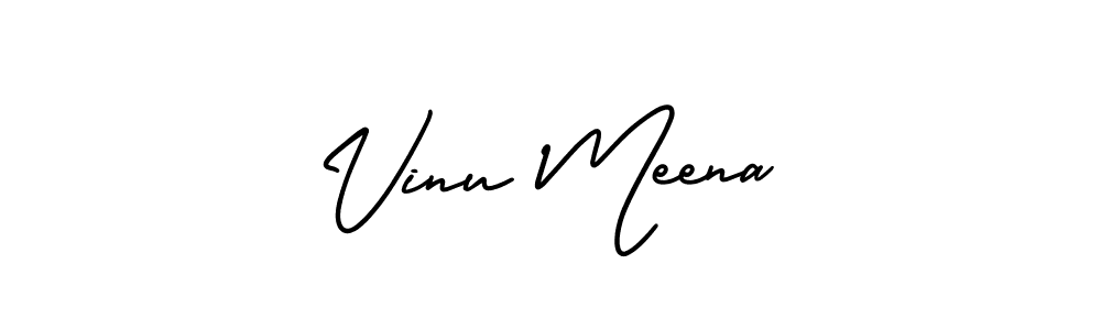 You should practise on your own different ways (AmerikaSignatureDemo-Regular) to write your name (Vinu Meena) in signature. don't let someone else do it for you. Vinu Meena signature style 3 images and pictures png