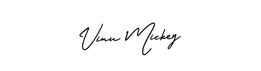 Vinu Mickey stylish signature style. Best Handwritten Sign (AmerikaSignatureDemo-Regular) for my name. Handwritten Signature Collection Ideas for my name Vinu Mickey. Vinu Mickey signature style 3 images and pictures png