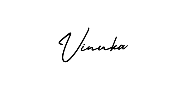 It looks lik you need a new signature style for name Vinuka. Design unique handwritten (AmerikaSignatureDemo-Regular) signature with our free signature maker in just a few clicks. Vinuka signature style 3 images and pictures png