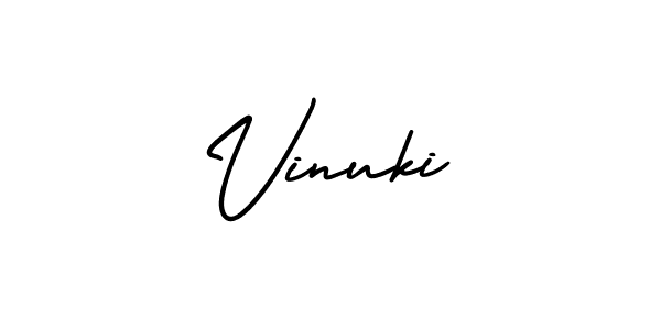 Vinuki stylish signature style. Best Handwritten Sign (AmerikaSignatureDemo-Regular) for my name. Handwritten Signature Collection Ideas for my name Vinuki. Vinuki signature style 3 images and pictures png