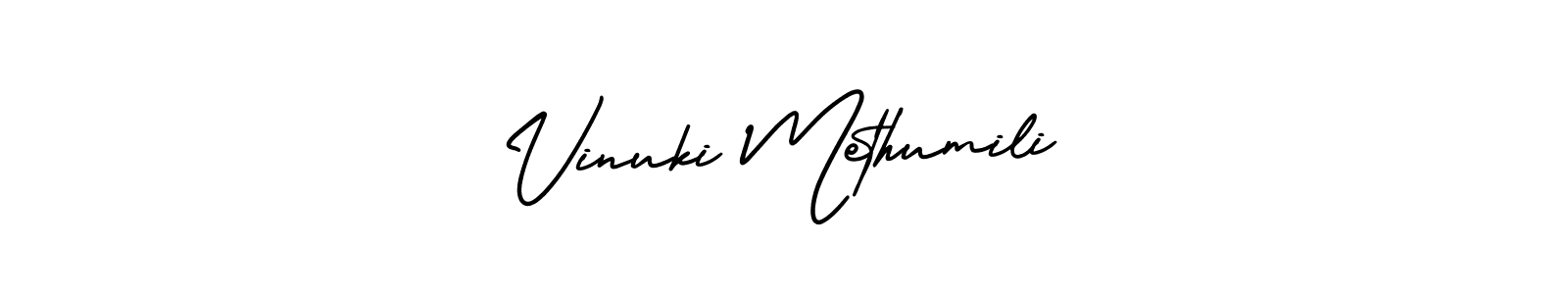 How to make Vinuki Methumili name signature. Use AmerikaSignatureDemo-Regular style for creating short signs online. This is the latest handwritten sign. Vinuki Methumili signature style 3 images and pictures png