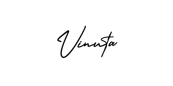 How to make Vinuta name signature. Use AmerikaSignatureDemo-Regular style for creating short signs online. This is the latest handwritten sign. Vinuta signature style 3 images and pictures png